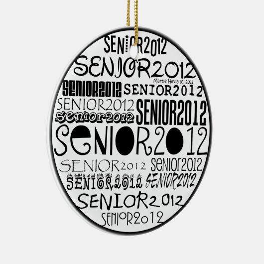 Senior 2012 (zwart) Rearview Mirror-versiering Keramisch Ornament (Rechts)