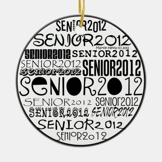 Senior 2012 (zwart) Rearview Mirror-versiering Keramisch Ornament (Voorkant)