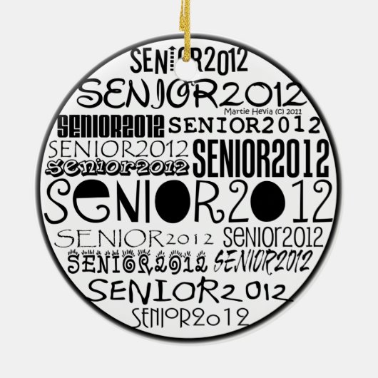 Senior 2012 (zwart) Rearview Mirror-versiering Keramisch Ornament (Achterkant)