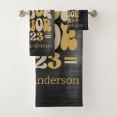 SENIOR 2023 BLACK & GOLD GLITTER DRIP CUSTOM BAD HANDDOEK (Insitu)