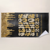 SENIOR 2023 BLACK & GOLD GLITTER DRIP CUSTOM STRANDLAKEN (Voorkant)