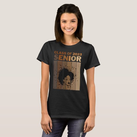 Senior 2023 Class Black Afro Melanin African Ameri T-shirt (Voorkant volledig)
