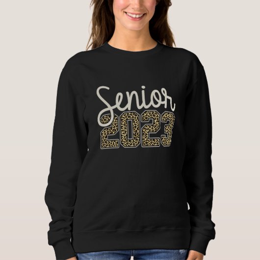 Senior 2023 Leopard Print Women Girls Trui (Voorkant)