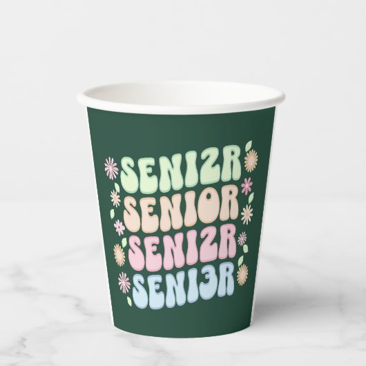 SENIOR 2023 T-Shirt Papieren Bekers (Voorkant)