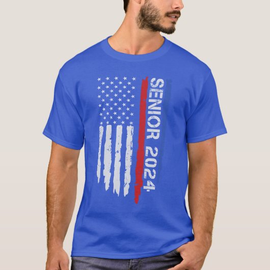 Senior 2024 American Flag Graduation Class Of 2024 T-shirt (Voorkant)