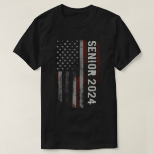 Senior 2024 Amerikaanse vlag Afstuderen T-shirt