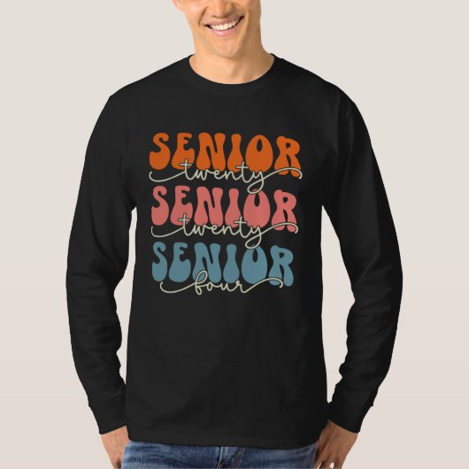 Senior 2024 Class Of 24 Retro Groovy Graduation Co T-shirt (Voorkant)