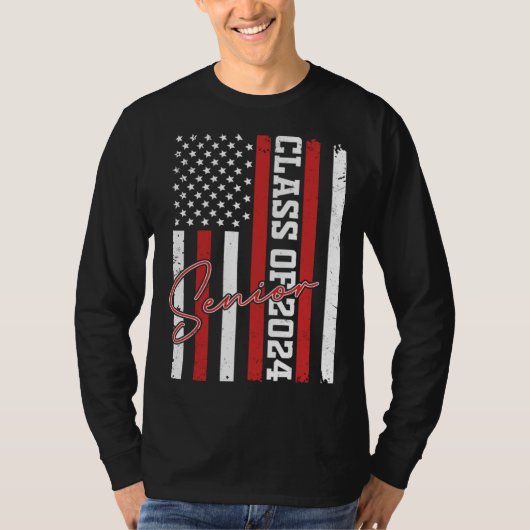 Senior 2024 Graduation Class of 2024 American Flag T-shirt (Voorkant)