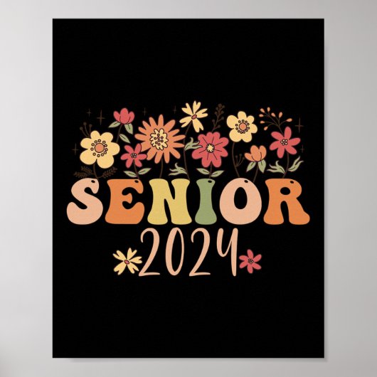 Senior 2024 Groovy Retro Klasse van 2024 Afstudere Poster (Voorkant)