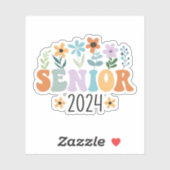 Senior 2024 Groovy Retro Klasse van 2024 Afstudere Sticker (Vel)