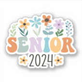 Senior 2024 Groovy Retro Klasse van 2024 Afstudere Sticker (Voorkant)