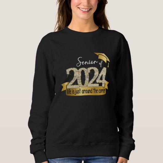 Senior 2024 I Motivational Quote Yellow Black Part Trui (Voorkant)