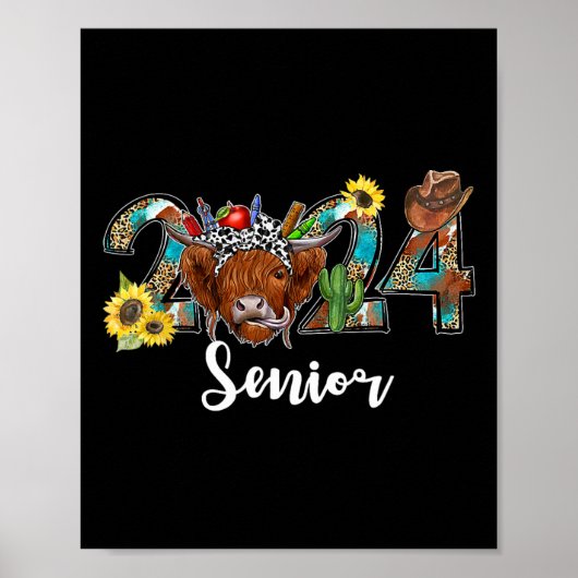 Senior 2024 Schotse Hooglanders Westerse Afstudeer Poster (Voorkant)