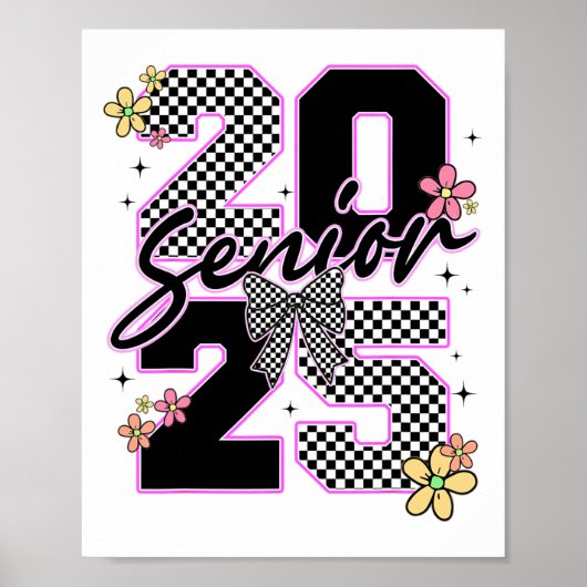Senior 2025 Afstuderen Coquette Bow Afstuderen Vro Poster (Voorkant)