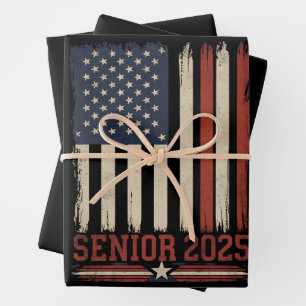 Senior 2025 Amerikaanse Vlag USA Afstudeerklas Van Inpakpapier Vel