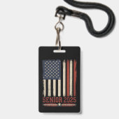 Senior 2025 Amerikaanse vlag USA Afstuderen Klasse Badge (Voorzijde met lanyard)