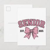 Senior 2025 Coquette Klas van 2025 Roze Strikken Aankondigingskaart (Voorkant / Achterkant)