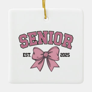 Senior 2025 Coquette Klas van 2025 Roze Strikken Keramisch Ornament