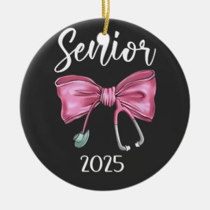 Senior 2025 Coquette Klas van 2025 Roze Strikken Keramisch Ornament