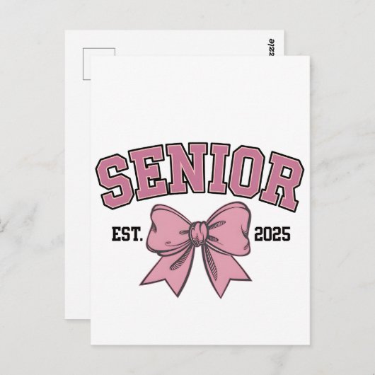 Senior 2025 Coquette Klasse van 2025 Roze Bogen Briefkaart (Voorkant / Achterkant)