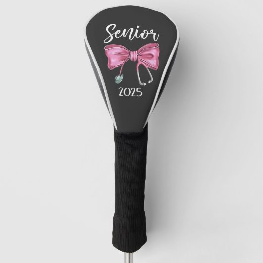 Senior 2025 Coquette Klasse van 2025 Roze Bogen Golfheadcover (Voorkant)