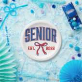 Senior 2025 Coquette Klasse van 2025 Roze Bogen Papieren Bordje (Feest)