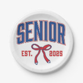 Senior 2025 Coquette Klasse van 2025 Roze Bogen Papieren Bordje (Voorkant)