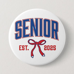 Senior 2025 Coquette Klasse van 2025 Roze Bogen Ronde Button 7,6 Cm