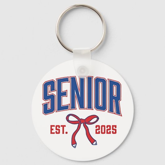 Senior 2025 Coquette Klasse van 2025 Roze Bogen Sleutelhanger (Voorkant)