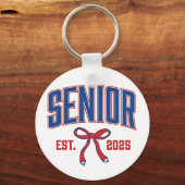 Senior 2025 Coquette Klasse van 2025 Roze Bogen Sleutelhanger (Voorkant)