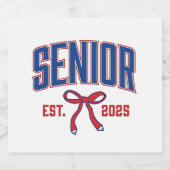 Senior 2025 Coquette Klasse van 2025 Roze Bogen Sparkling Wijnetiket (Enkel label)