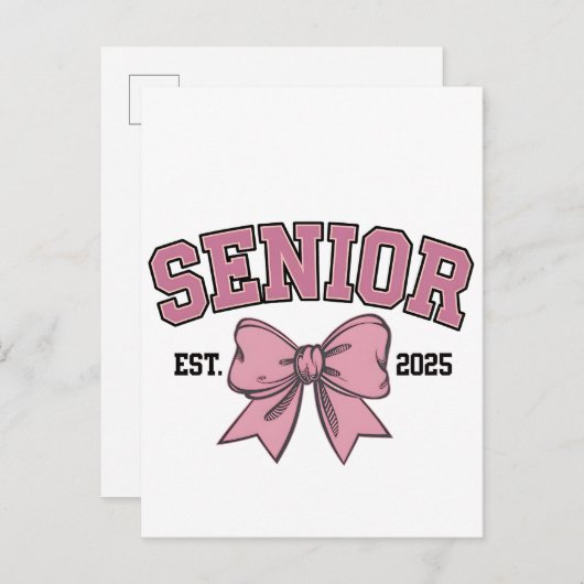 Senior 2025 Coquette Klasse van 2025 Roze Bogen Uitnodiging Briefkaart (Voorkant / Achterkant)