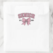 Senior 2025 Coquette Klasse van 2025 Roze Bogen Vierkante Sticker (Tas)