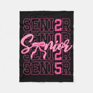 Senior 2025 Coquette Roze Strik Cl Van 2025 Terug Fleece Deken