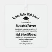 Senior 2025 High School Diploma Certificaat Metalen Ornament (Achterkant)