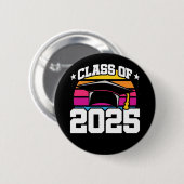 Senior 2025 Klasse van 2025 Afstuderen Retro Sunse Ronde Button 5,7 Cm (Voorkant /achterkant)