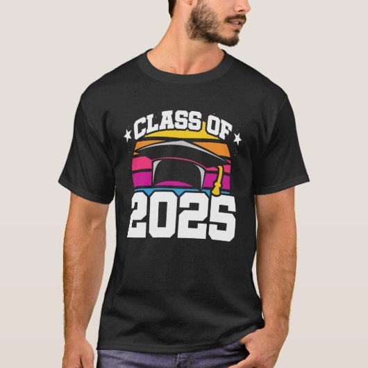 Senior 2025 Klasse van 2025 Afstuderen Retro Sunse T-shirt (Voorkant)