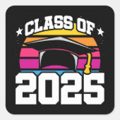 Senior 2025 Klasse van 2025 Afstuderen Retro Sunse Vierkante Sticker (Voorkant)