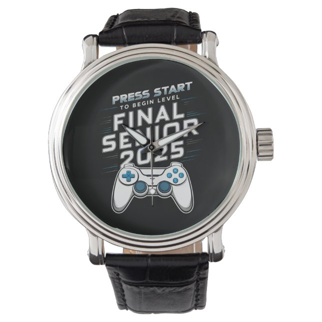 Senior 2025 Klasse van 2025 Gamer Videogames Horloge (Voorkant)