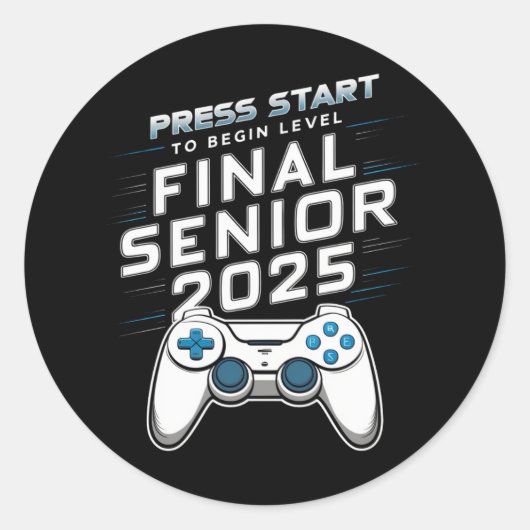 Senior 2025 Klasse van 2025 Gamer Videogames Ronde Sticker (Voorkant)