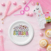 Senior 2025 Klasse van 2025 Spring Blossom Bloemen Papieren Bordje (Feest)