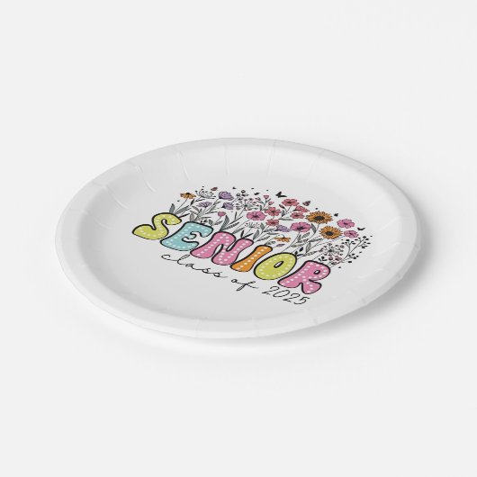 Senior 2025 Klasse van 2025 Spring Blossom Bloemen Papieren Bordje (Gekanteld)