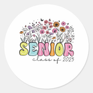 Senior 2025 Klasse van 2025 Spring Blossom Bloemen Ronde Sticker