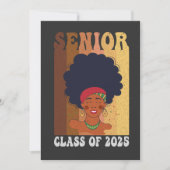 Senior 2025 Klasse Zwart Smart Afro Melanine Afrik Save The Date (Voorkant)