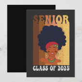 Senior 2025 Klasse Zwart Smart Afro Melanine Afrik Save The Date (Voorkant / Achterkant)