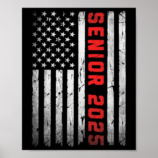 Senior 2025 Patriottisch Amerikaans Vlag Afstudere Poster (Voorkant)