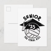 Senior 2025 Volleybal Afstuderen  Uitnodiging Briefkaart (Voorkant / Achterkant)