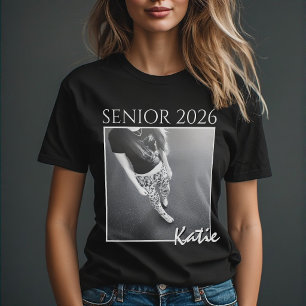 Senior 2026 aangepaste foto & naam minimalistische t-shirt