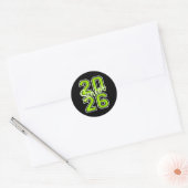 Senior 2026 Afstuderen Varsity Lime Groen Wit Op Ronde Sticker (Envelop)