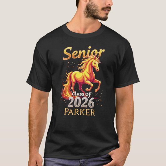 Senior 2026 Class Graduate Fire Horse Personalized T-shirt (Voorkant)
